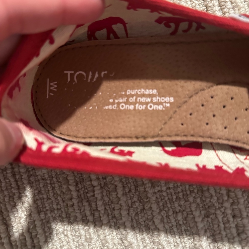 Hand Painted Red University Of Kansas Toms Shoes - Picture 5 of 7